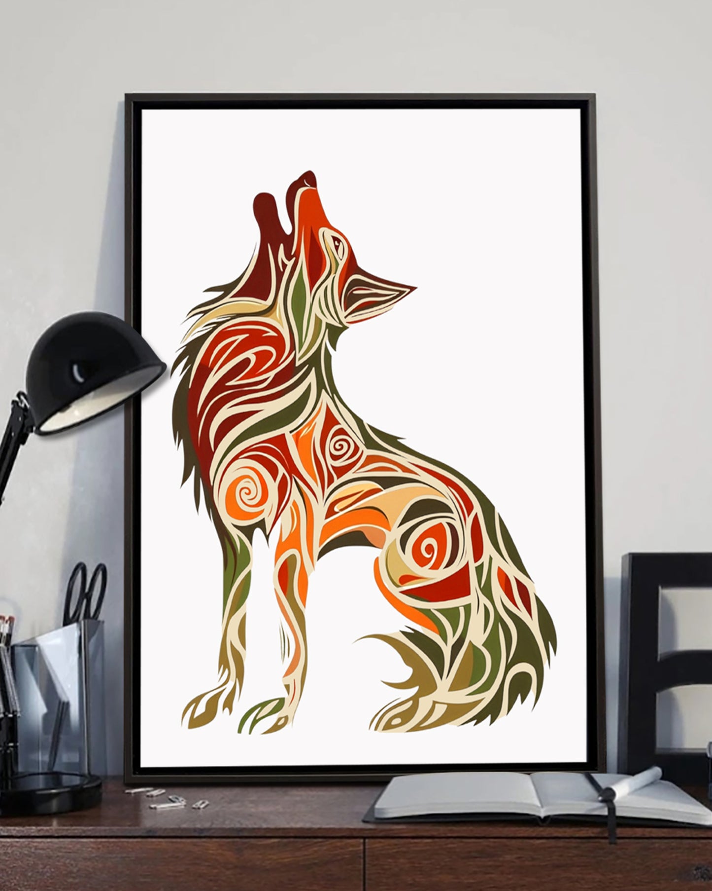 Native Wolf Art Poster - Canvas