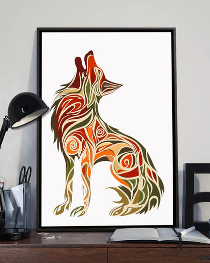 Native Wolf Art Poster - Canvas