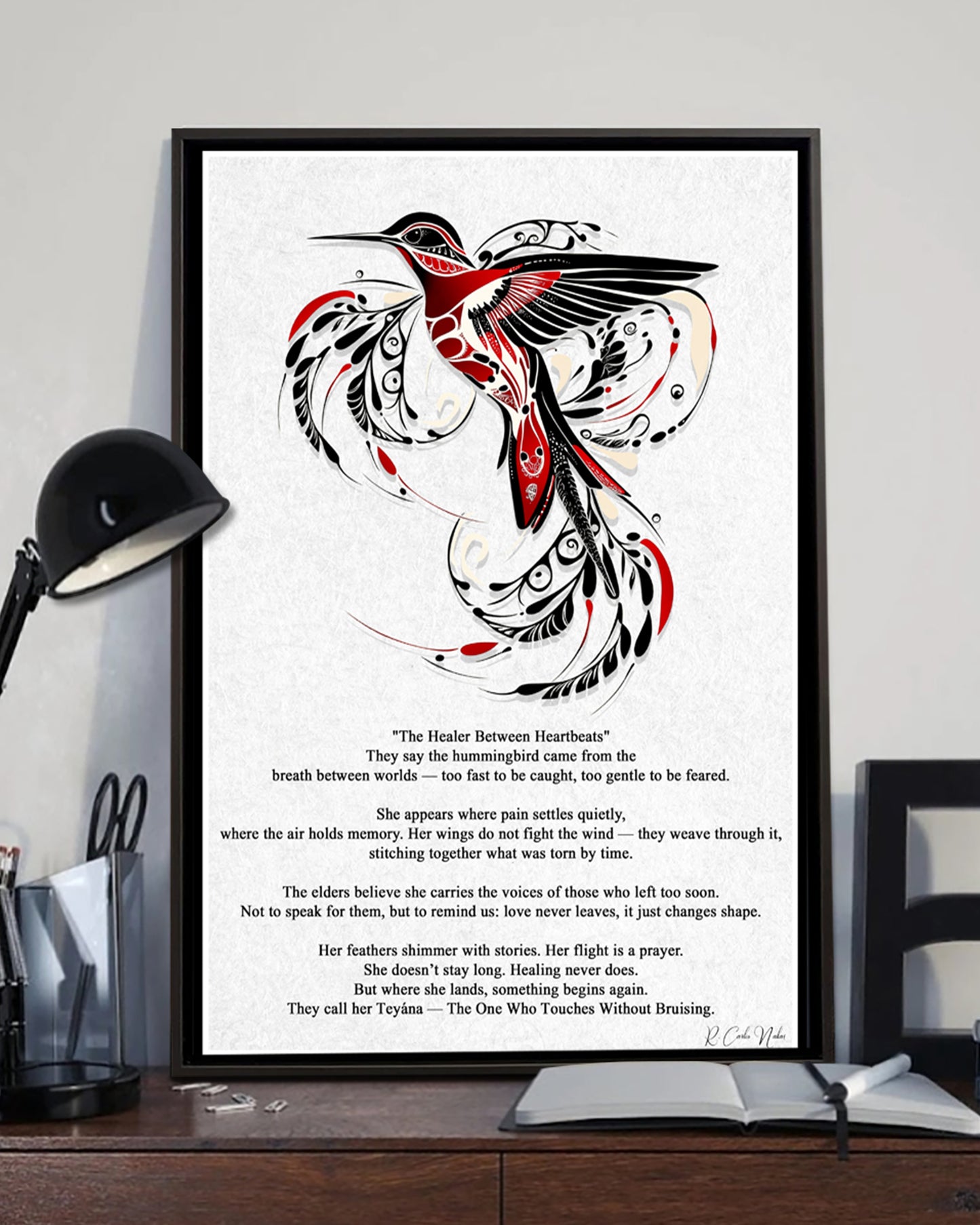 Native Hummingbird Art Poster - Canvas