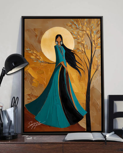 Embrace of the Golden Moon Poster - Canvas