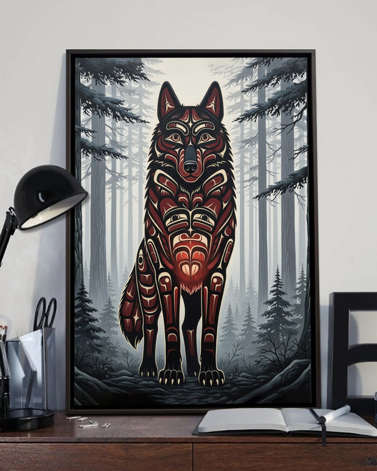 Native Wolf Art Poster - Canvas