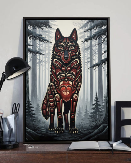 Native Wolf Art Poster - Canvas