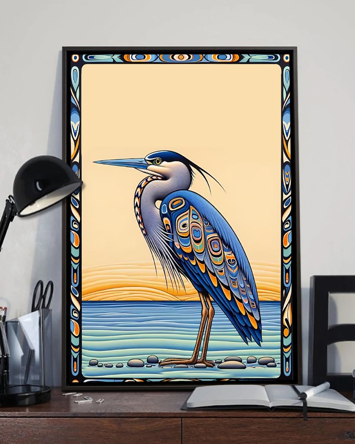 Native Heron Art Poster - Canvas
