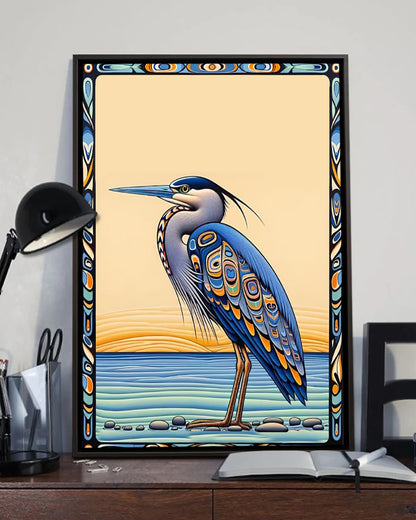 Native Heron Art Poster - Canvas