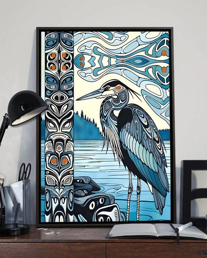 Native Heron Art Poster - Canvas