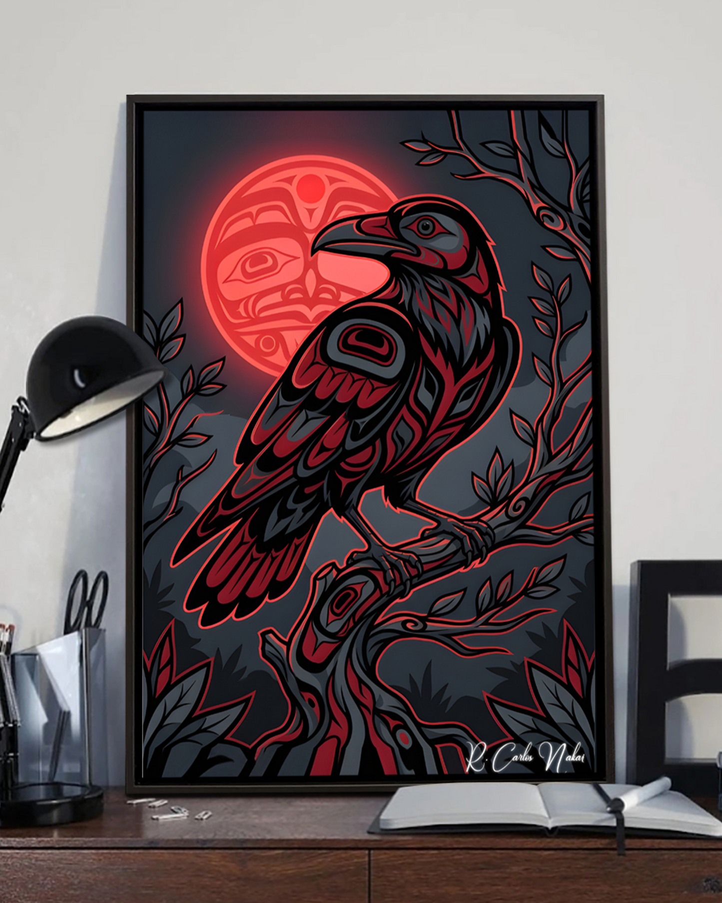 Native Raven Art Poster - Canvas
