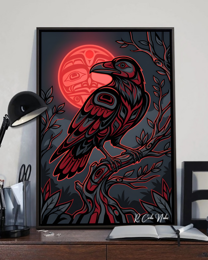 Native Raven Art Poster - Canvas