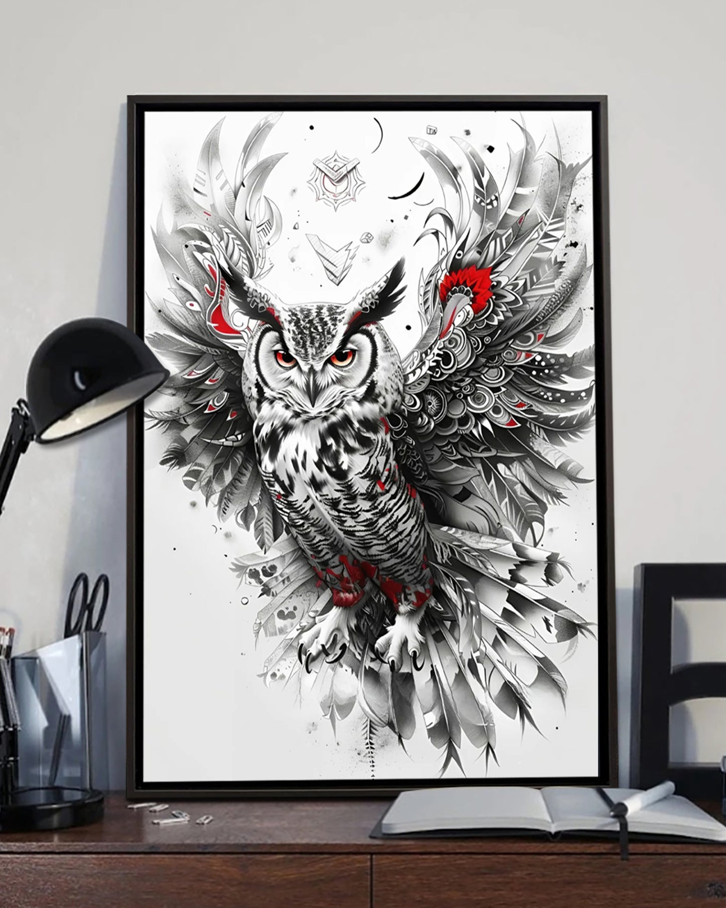 Native Owl Art Poster - Canvas