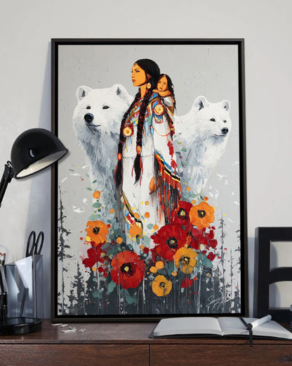 Strength of the Bear and Blossoms Poster - Canvas