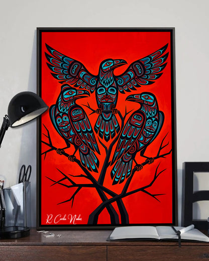 Native Raven Art Poster - Canvas