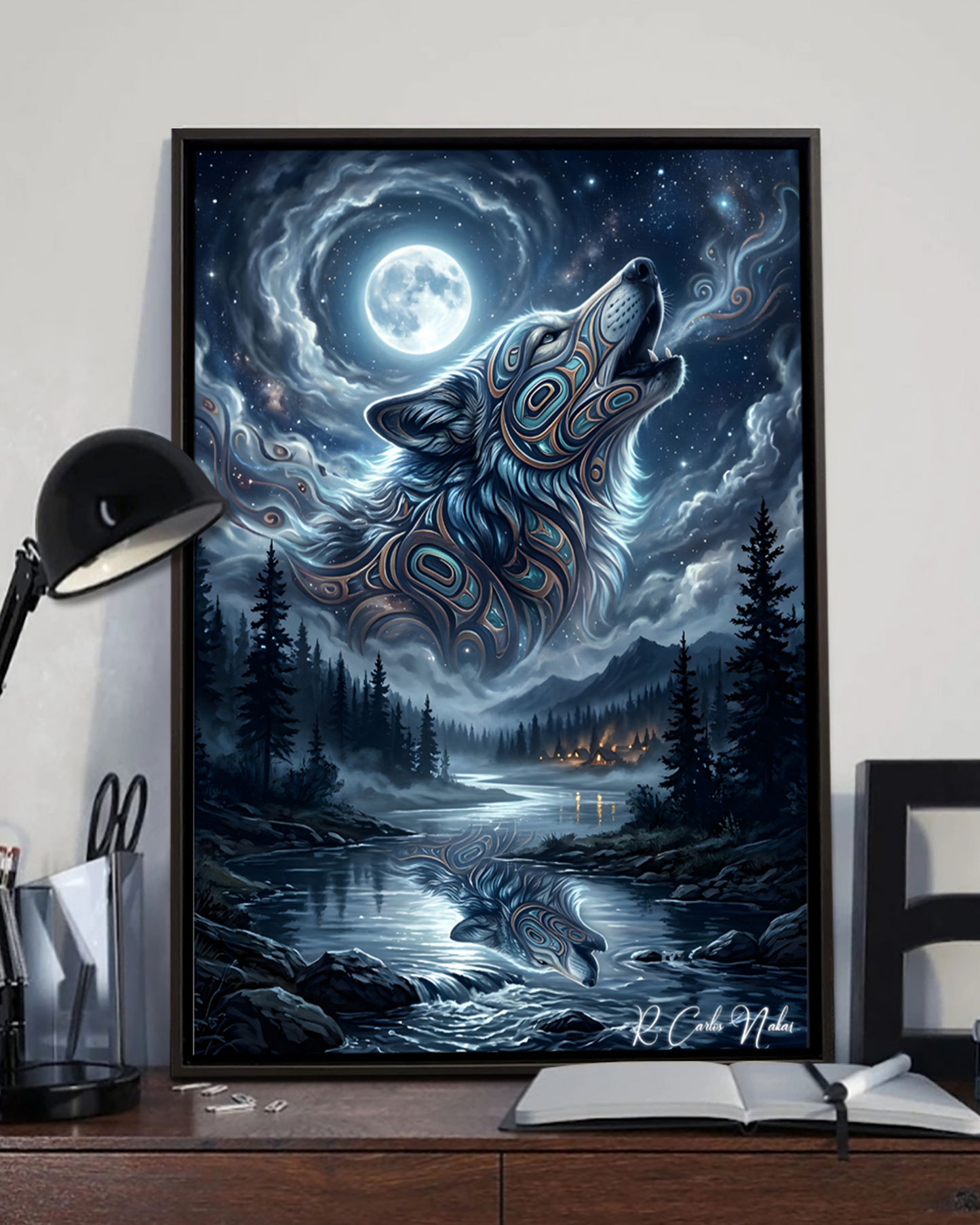 Native Wolf Art Poster - Canvas