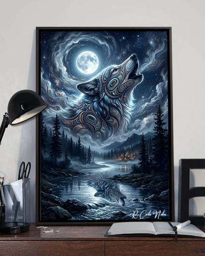 Native Wolf Art Poster - Canvas