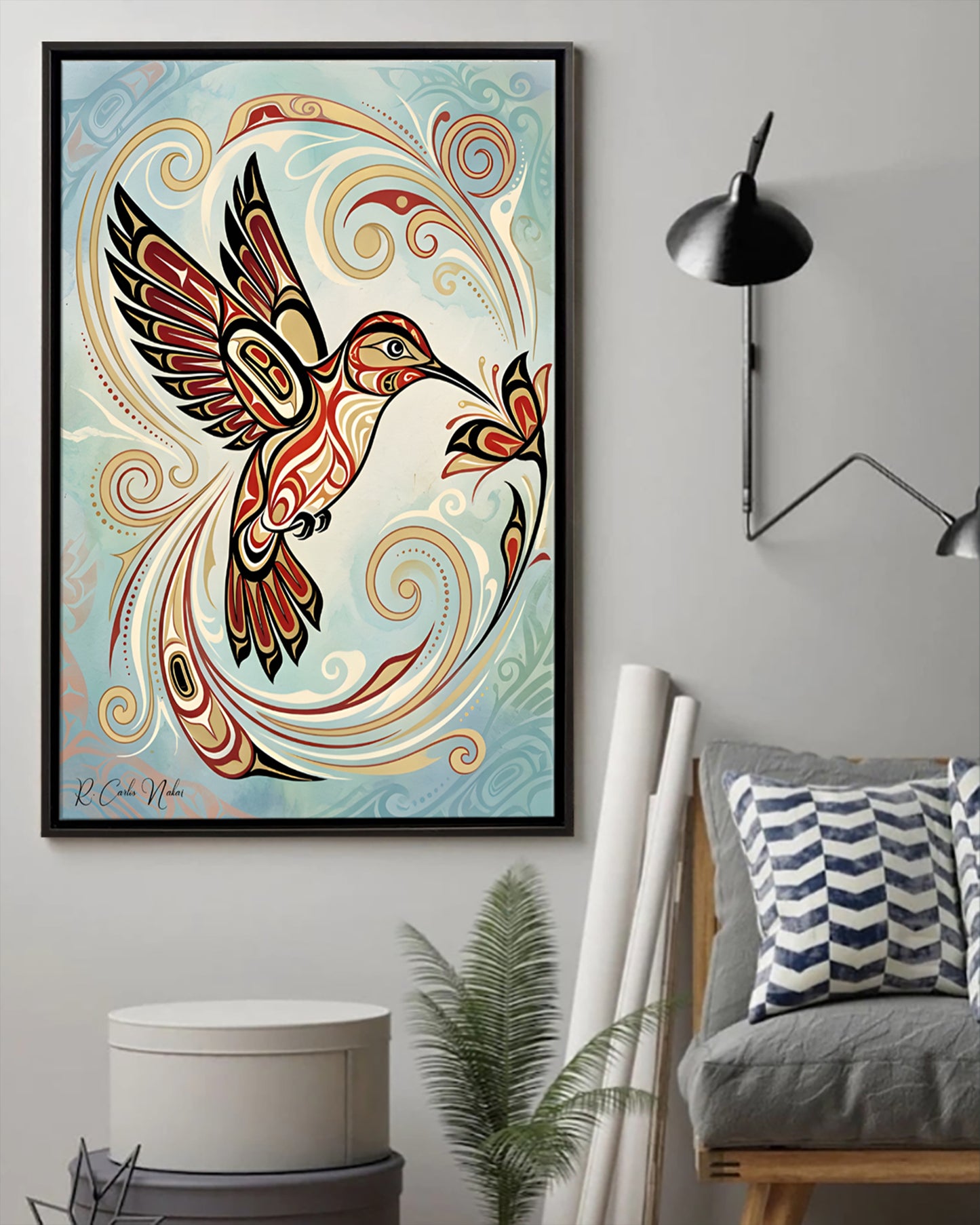 Native Hummingbird Art Poster - Canvas