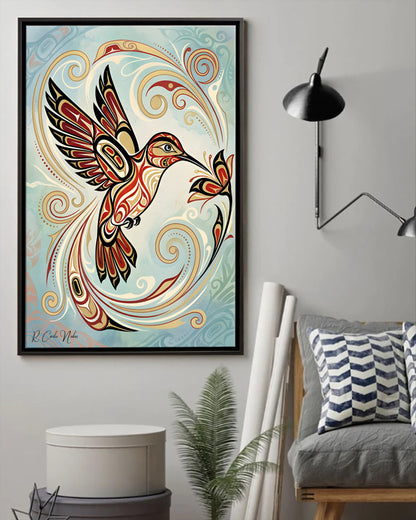 Native Hummingbird Art Poster - Canvas