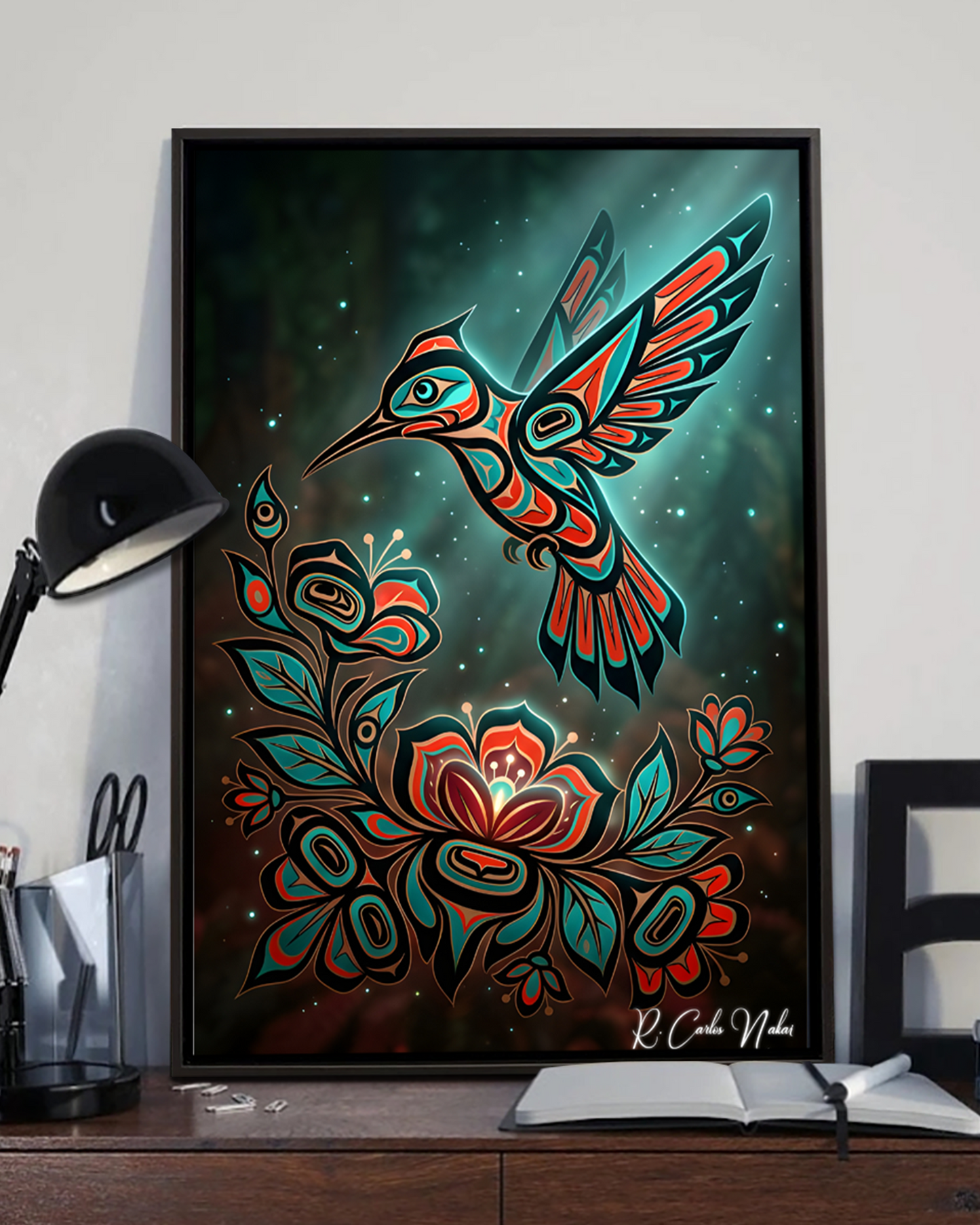 Native Hummingbird Art Poster - Canvas