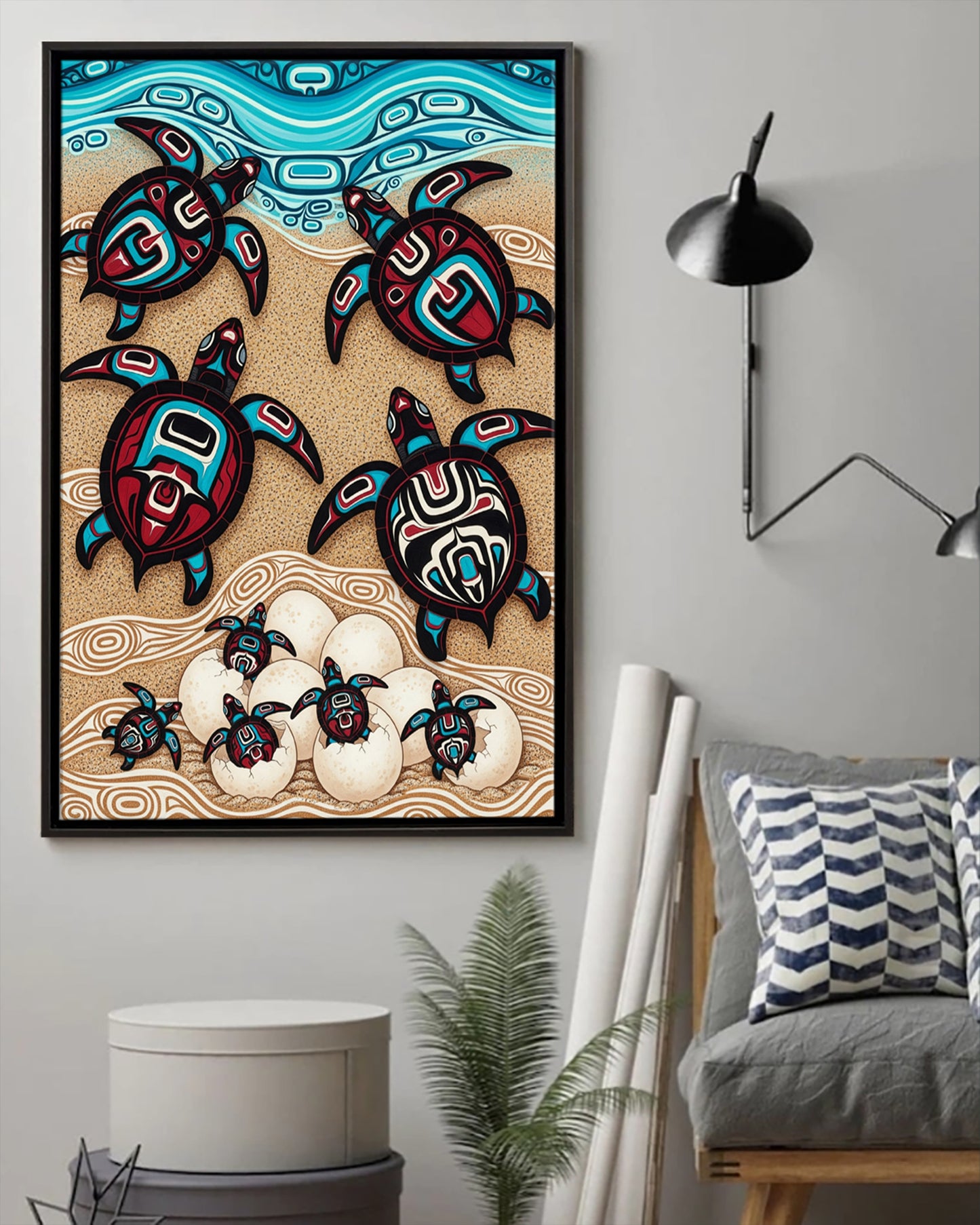 Native Turtles Art Poster - Canvas