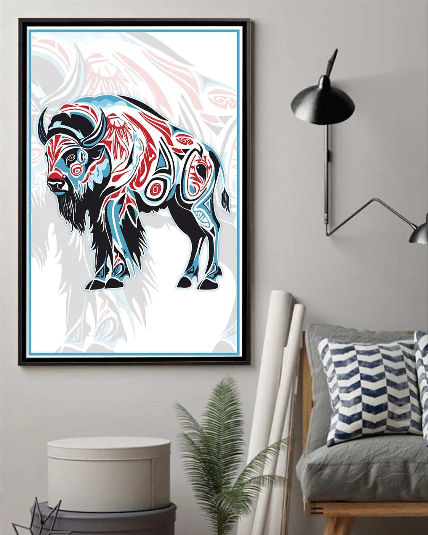 Native Bison Art Poster - Canvas