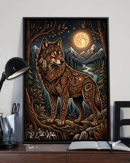 Native Wolf Art Poster - Canvas