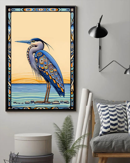 Native Heron Art Poster - Canvas