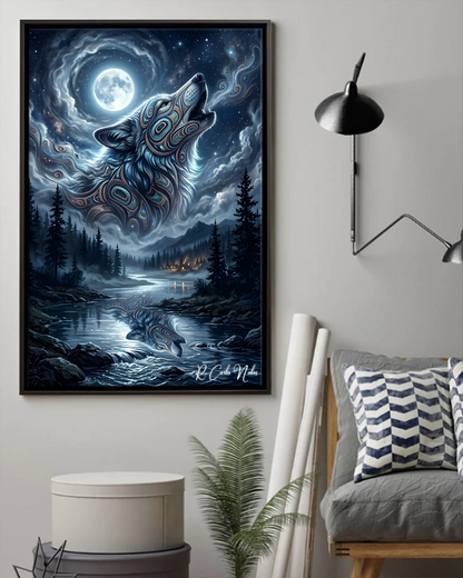 Native Wolf Art Poster - Canvas