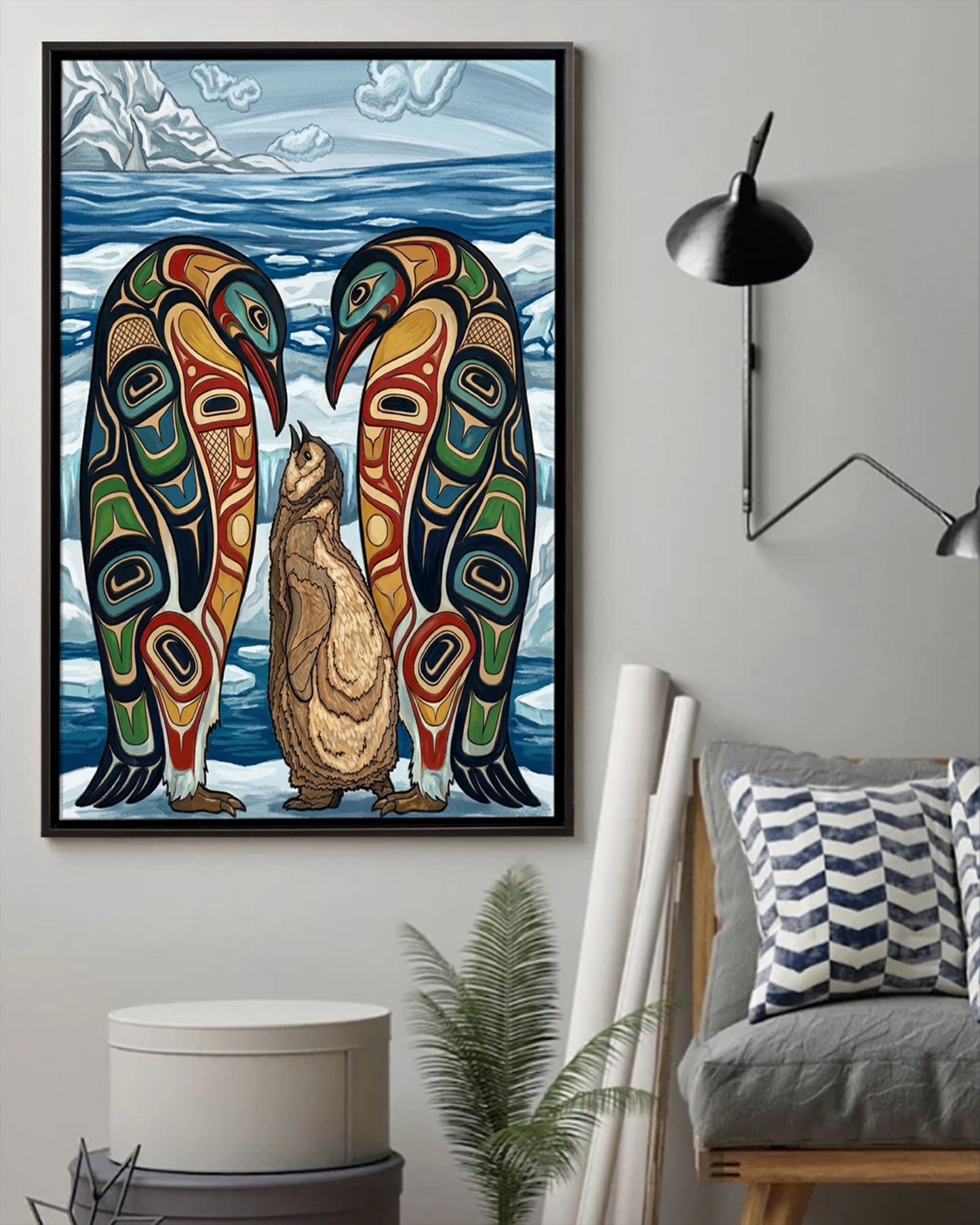 Native Penguin Art Poster - Canvas