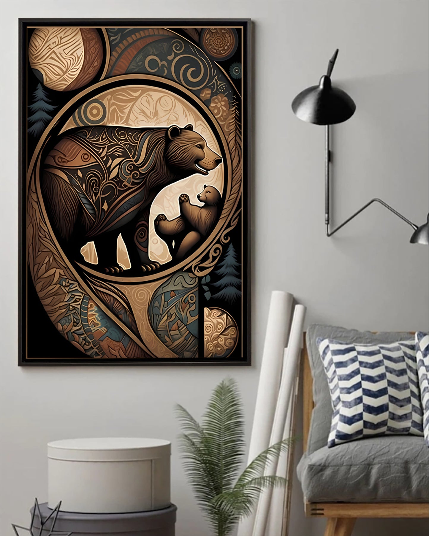 Native Bear Art Poster - Canvas