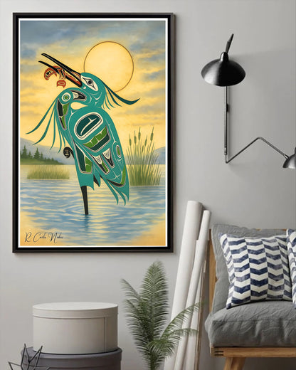 Native Heron Art Poster - Canvas