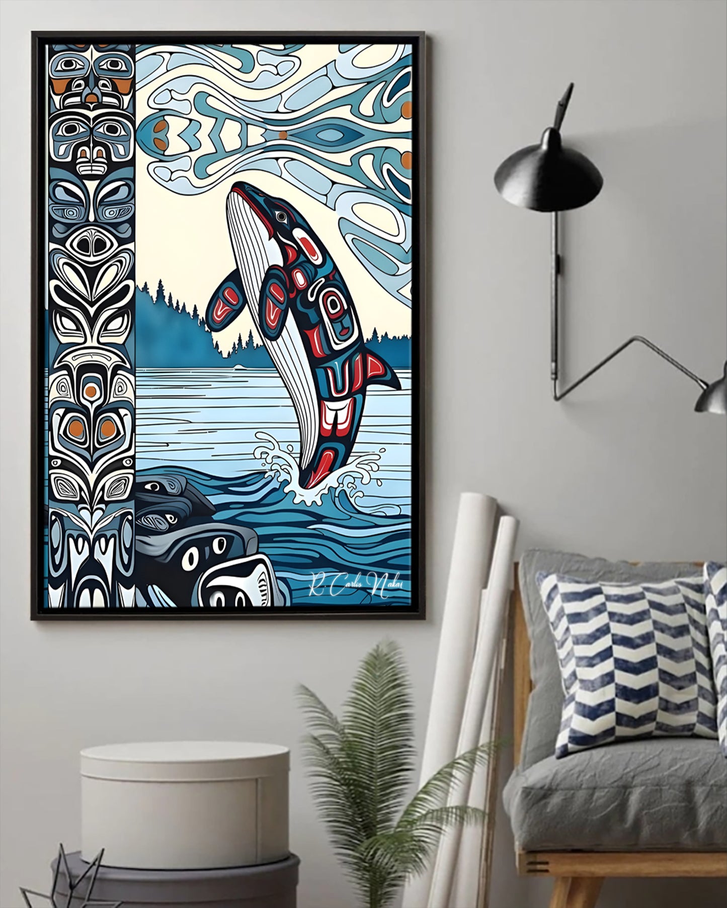 Native Orca Art Poster - Canvas