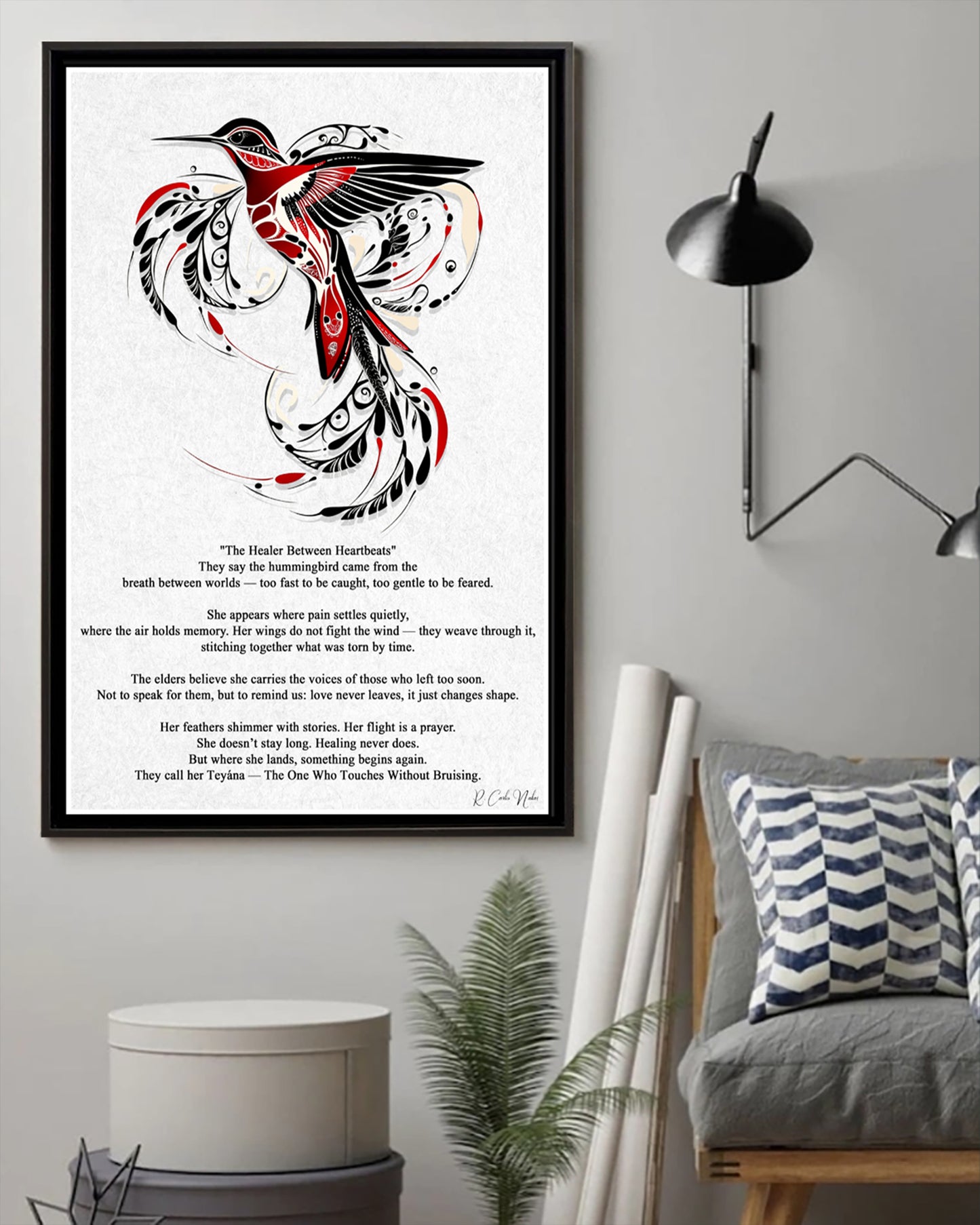 Native Hummingbird Art Poster - Canvas