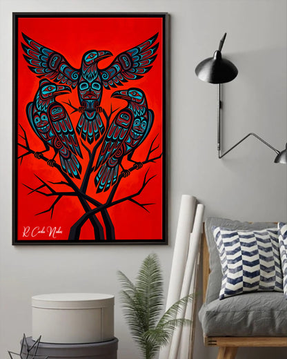 Native Raven Art Poster - Canvas