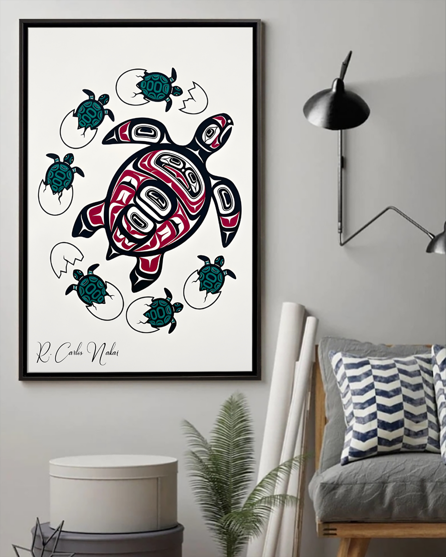 Native Turtle Art Poster - Canvas