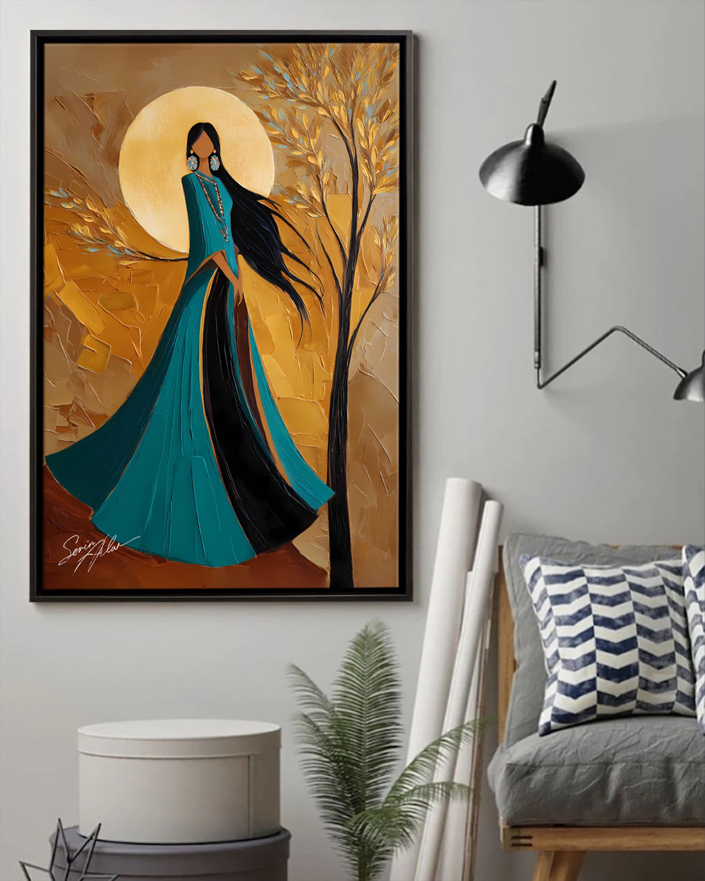 Embrace of the Golden Moon Poster - Canvas