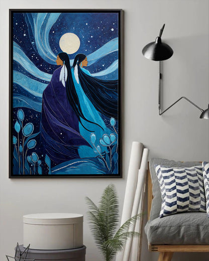 Sisters Beneath the Cedar Moon  Poster - Canvas