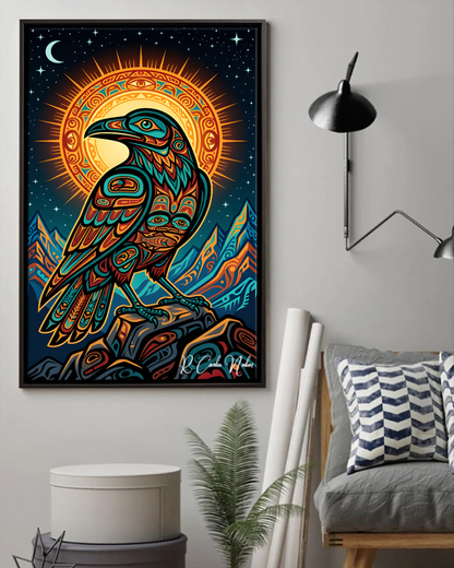 Native Raven Art Poster - Canvas