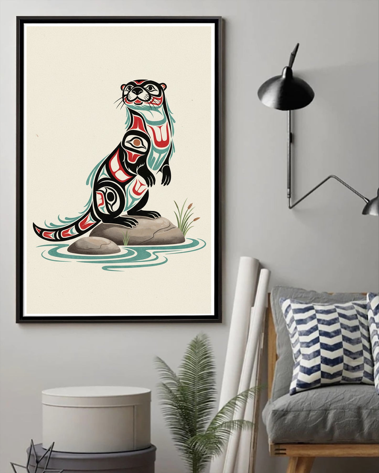 Native Otter Art Poster - Canvas