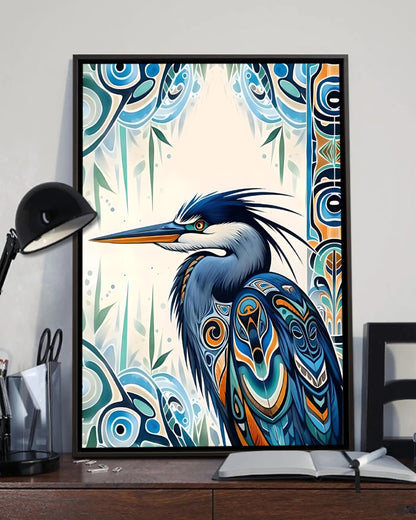 Native Heron Art Poster - Canvas