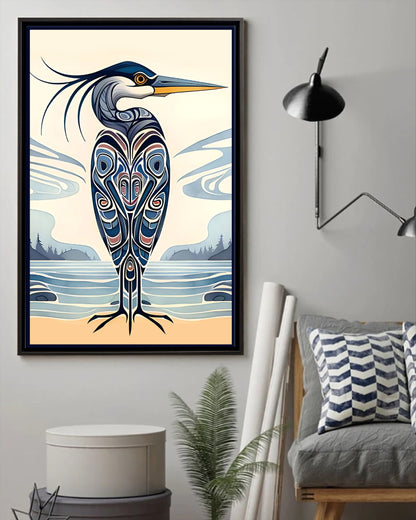 Native Heron Art Poster - Canvas