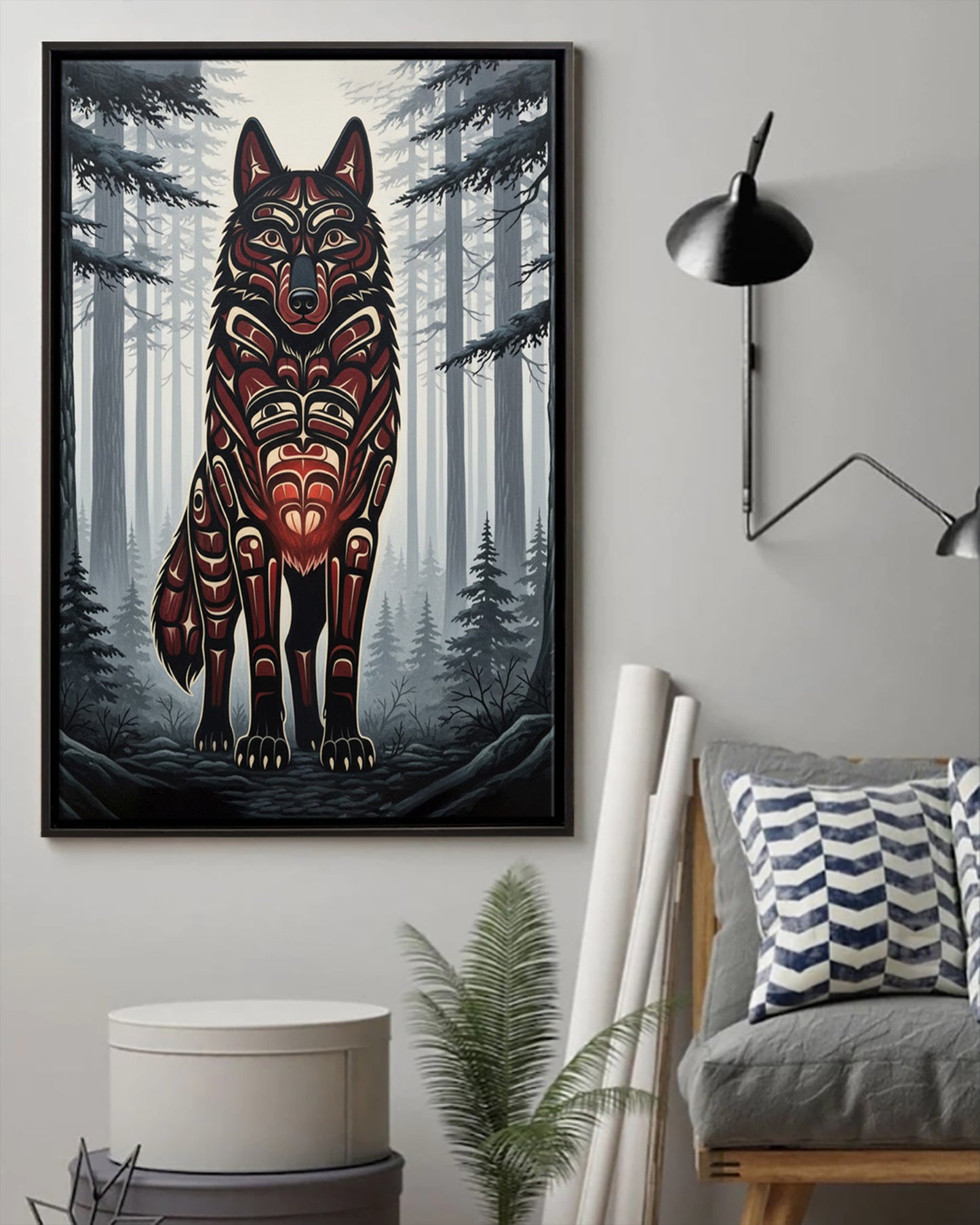 Native Wolf Art Poster - Canvas