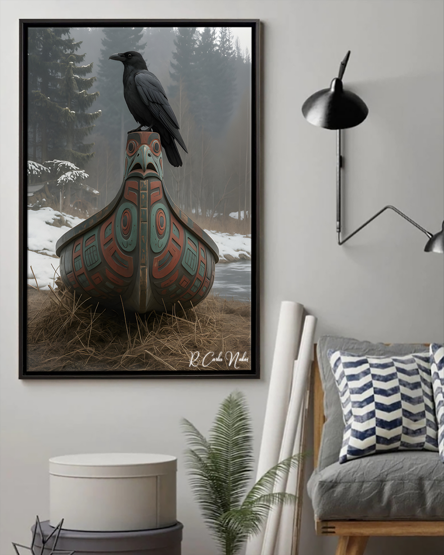 Native Raven Art Poster - Canvas