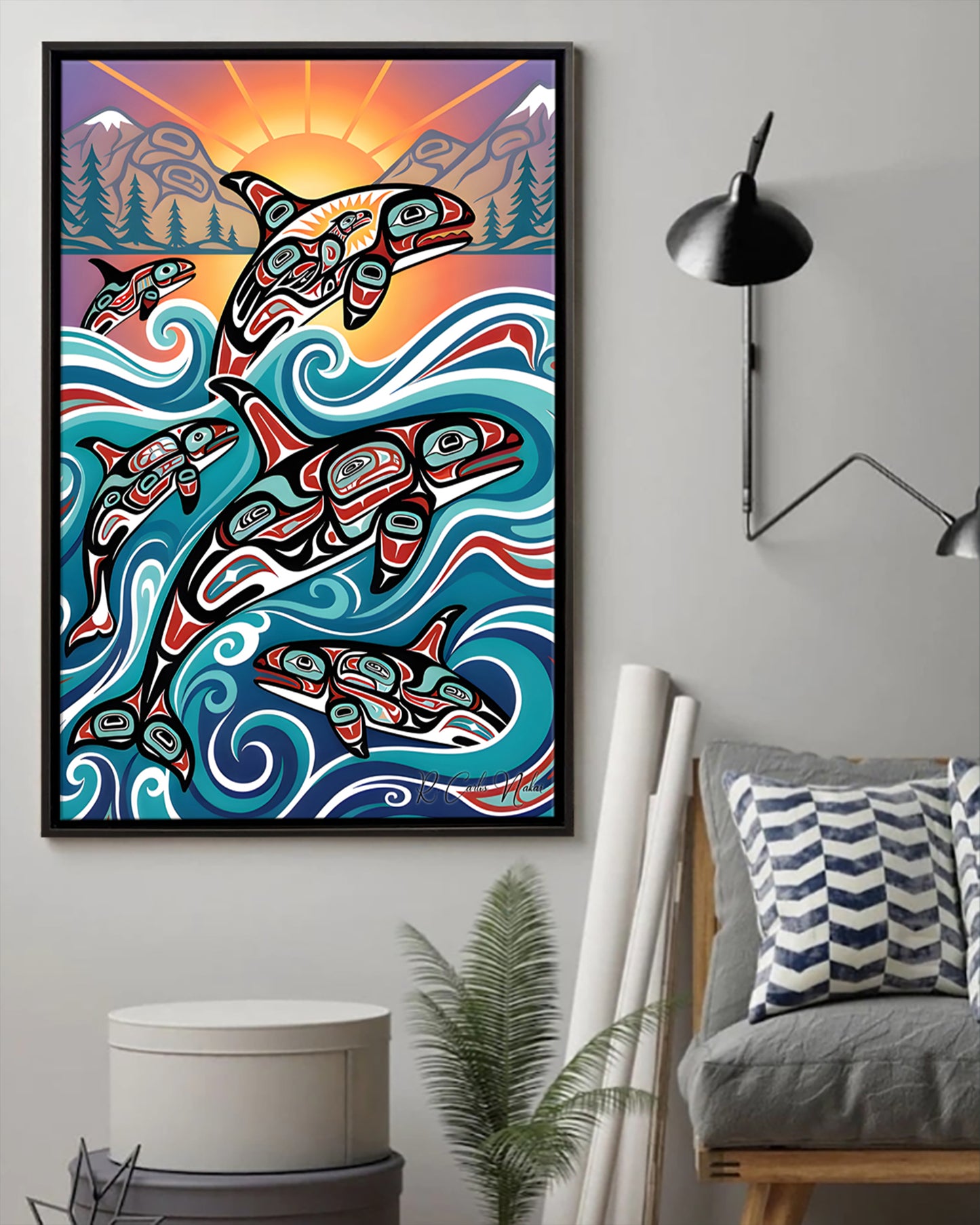 Native Orca Art Poster - Canvas