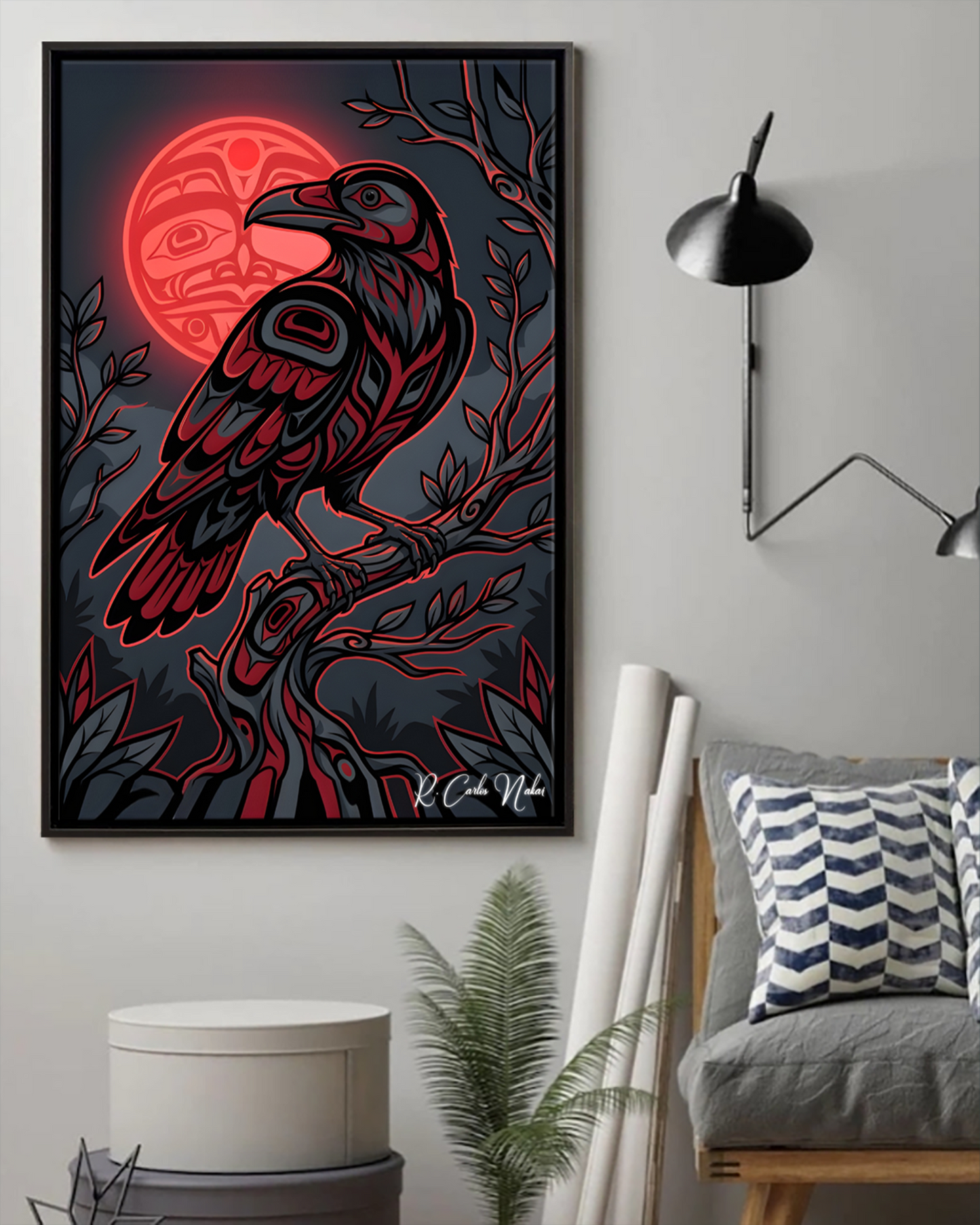 Native Raven Art Poster - Canvas