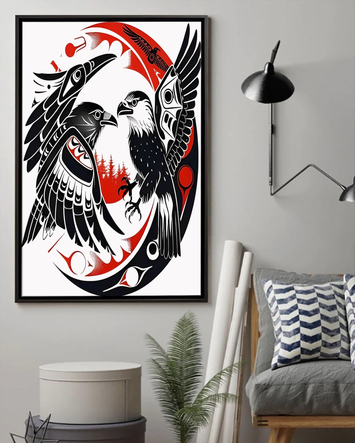 Native Raven Art Poster - Canvas