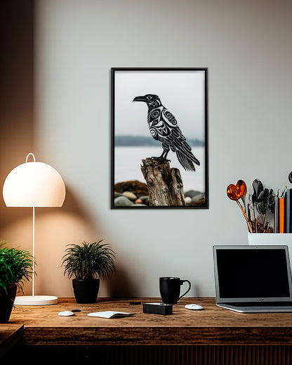 Native Raven Art Poster - Canvas