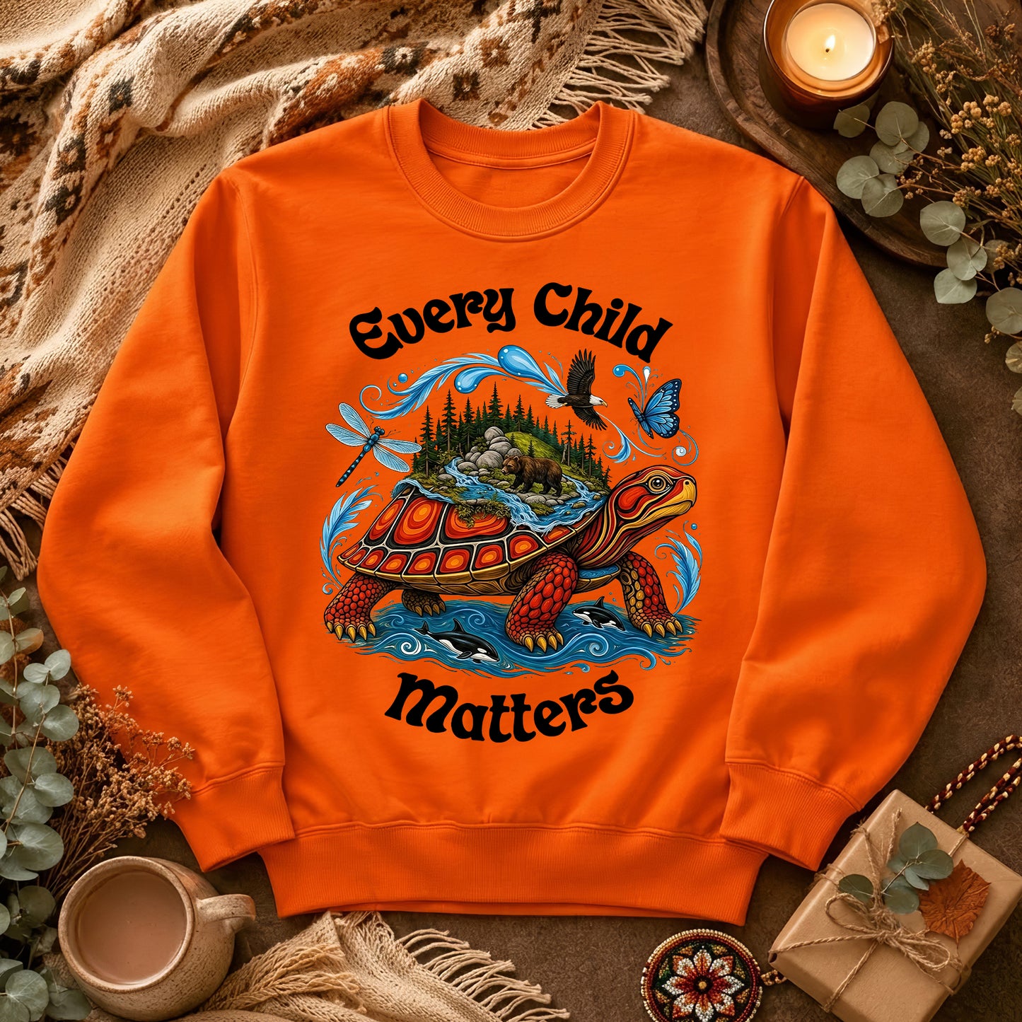 Turtle Carrying the Wild Orange Shirt
