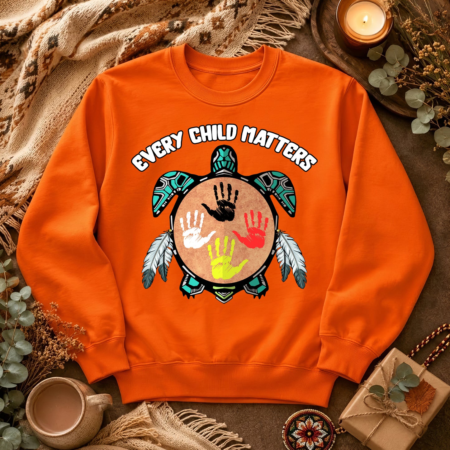 Turtle Spirit – Mother Earth & Resilience Orange Shirt