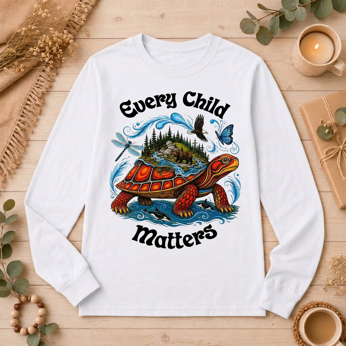 Turtle Carrying the Wild Orange Shirt