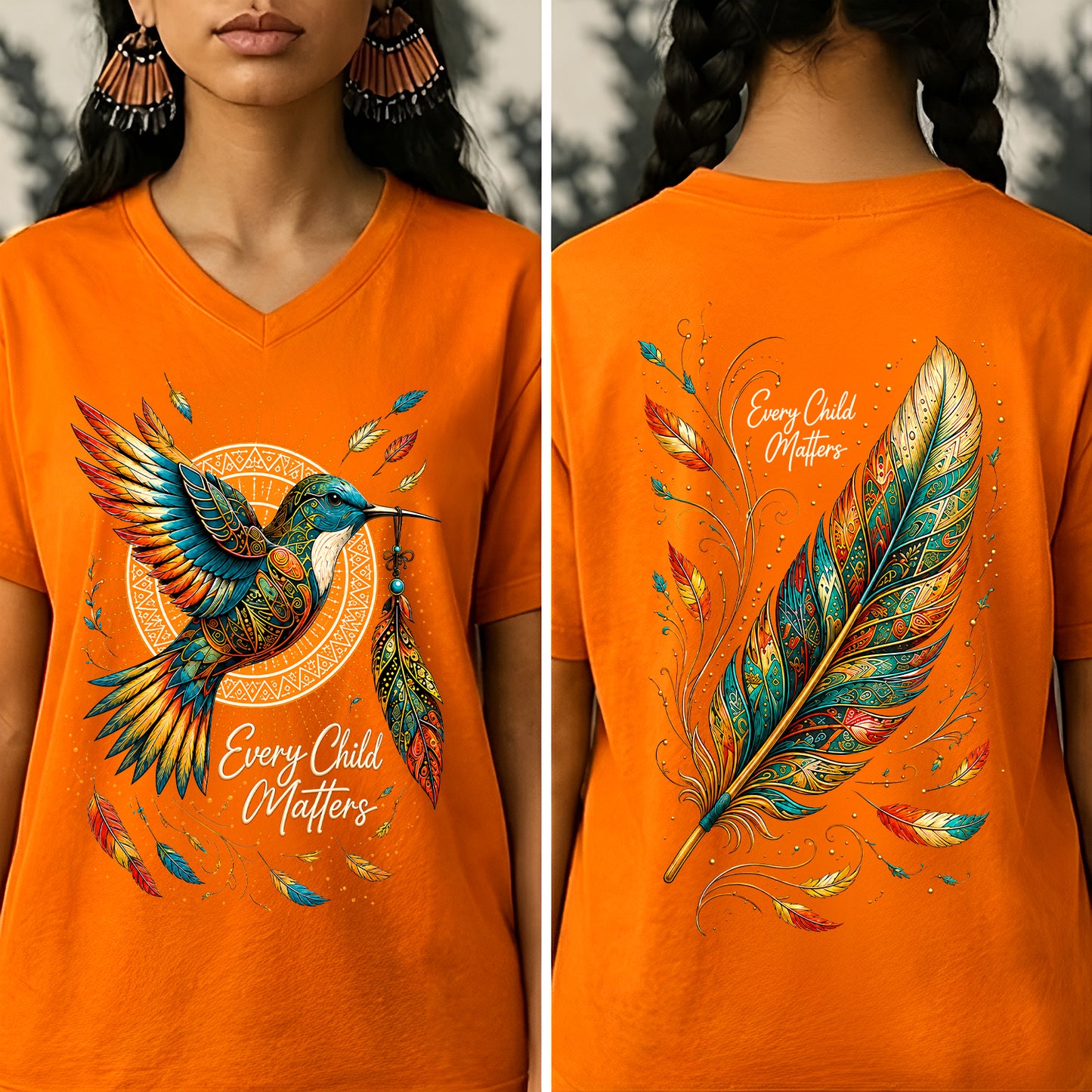 Hummingbird Remembrance Orange Shirt - Two Sides