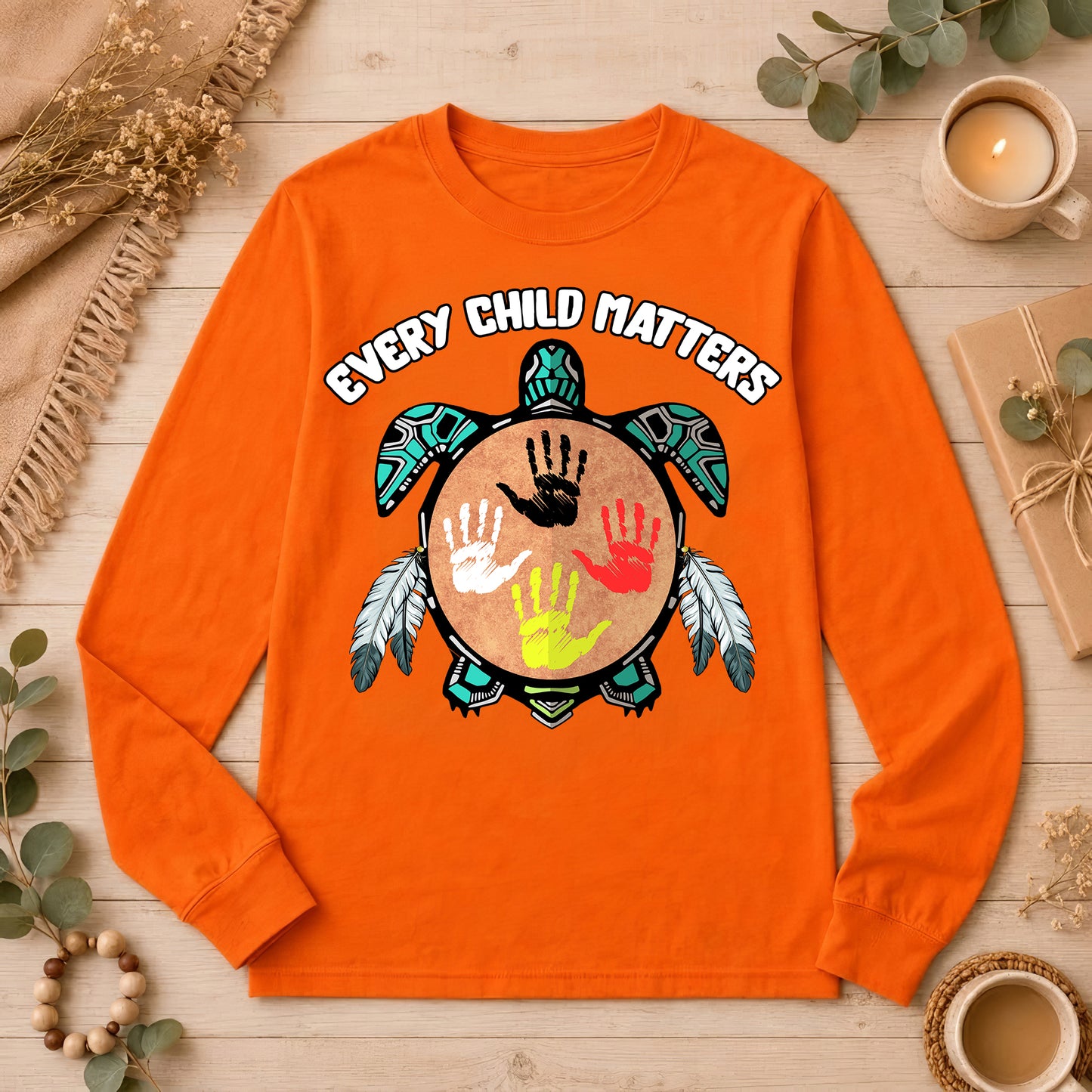 Turtle Spirit – Mother Earth & Resilience Orange Shirt