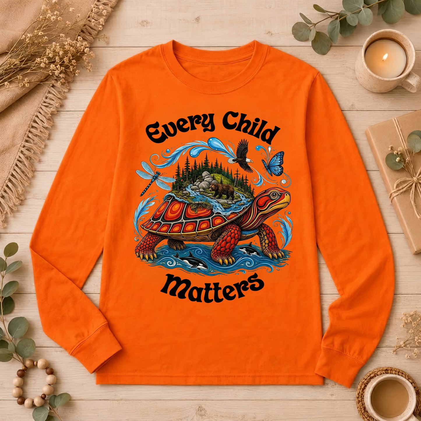 Turtle Carrying the Wild Orange Shirt