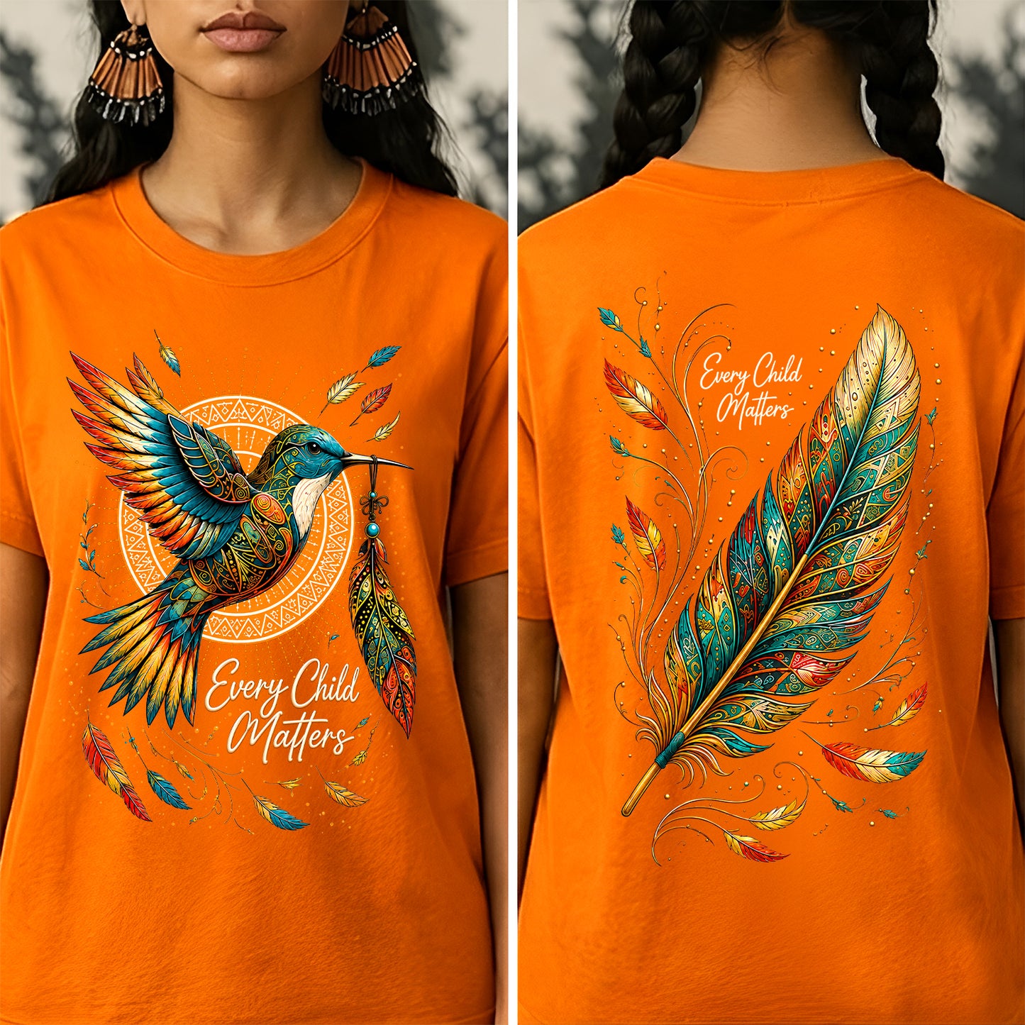 Hummingbird Remembrance Orange Shirt - Two Sides